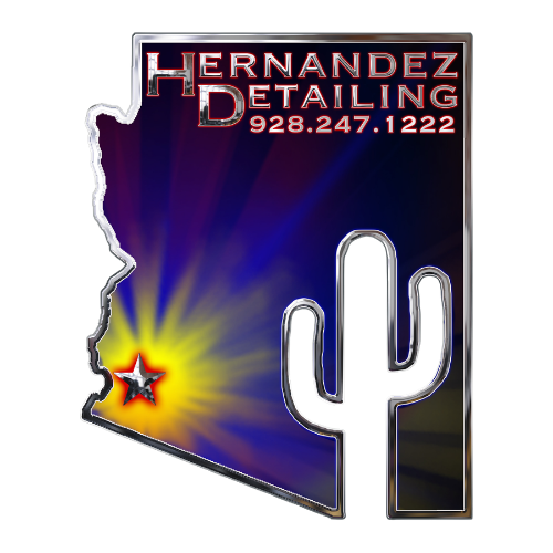 Hernandez Detailing Arizona logo with neon cactus and contact number 928.247.1222
